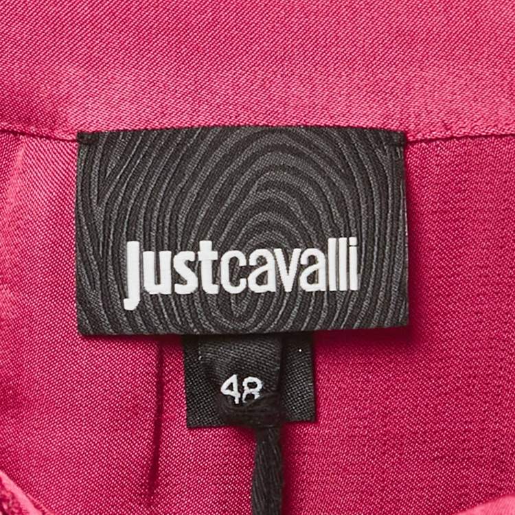 Pre Owned Just Cavalli Satin Pink Tie- Up Sleeve Shirt Blouse L