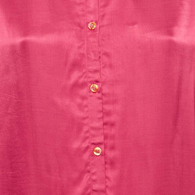 Pre Owned Just Cavalli Satin Pink Tie- Up Sleeve Shirt Blouse L