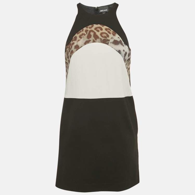 Pre Owned Just Cavalli Black Jersey Panel Detail Sleeveless Mini Dress XS
