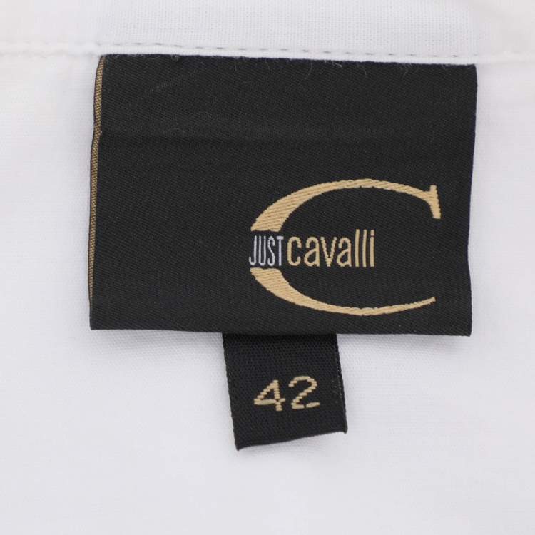 Pre Owned Just Cavalli White Cotton Button Front Top M