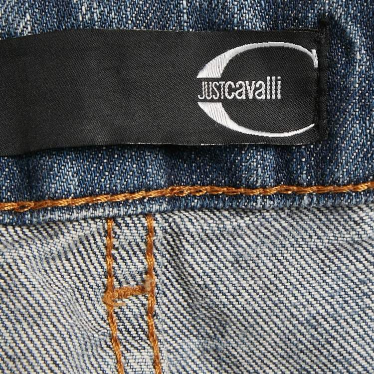 Pre Owned Just Cavalli Blue Stone Wash Denim Distressed Jeans M Waist 27" 