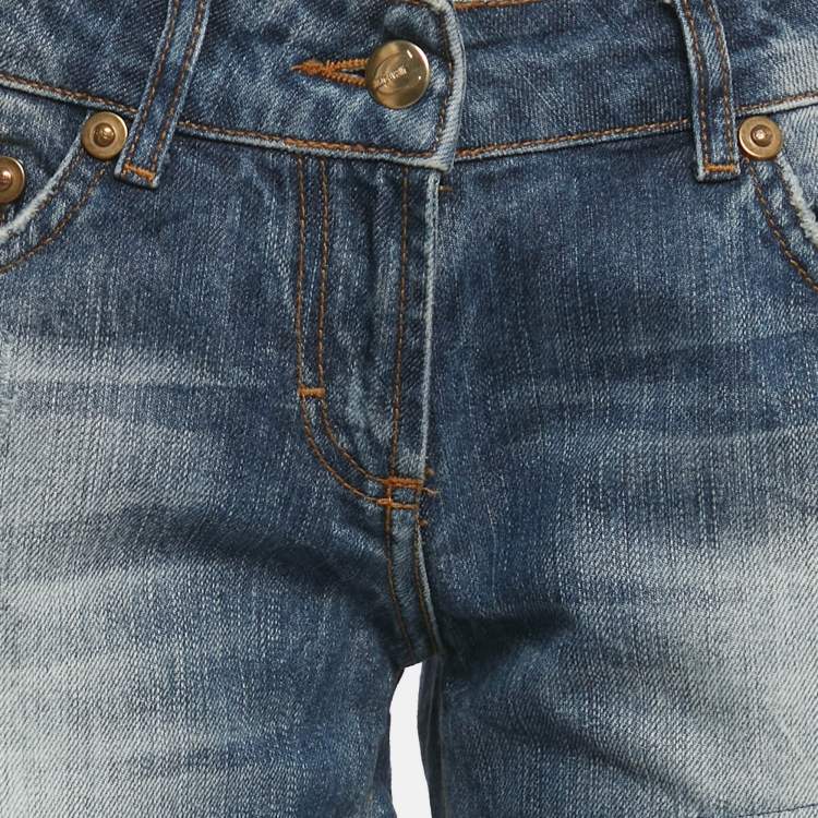 Pre Owned Just Cavalli Blue Stone Wash Denim Distressed Jeans M Waist 27" 