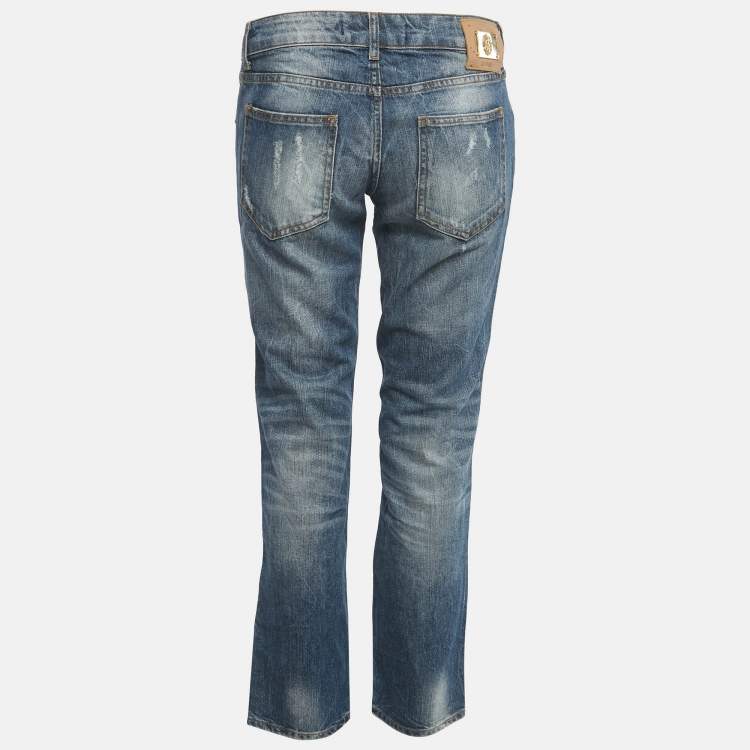 Pre Owned Just Cavalli Blue Stone Wash Denim Distressed Jeans M Waist 27" 
