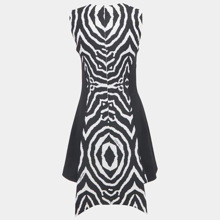 Pre Owned Just Cavalli Black Animal Print Crepe Asymmetrical Short Dress M 