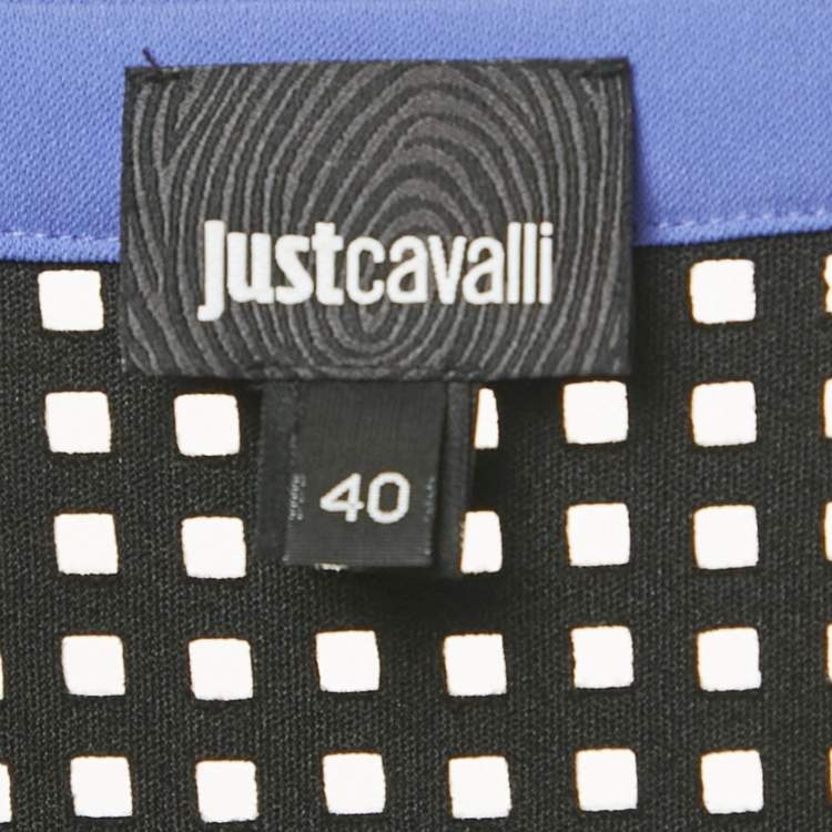 Pre Owned Just Cavalli Purple Floral Print Crepe Perforated Detail Mini Dress S