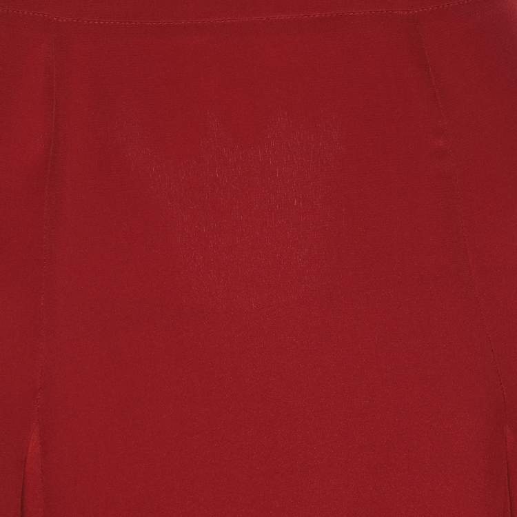 Pre Owned Just Cavalli Burgundy Crepe Maxi Skirt M