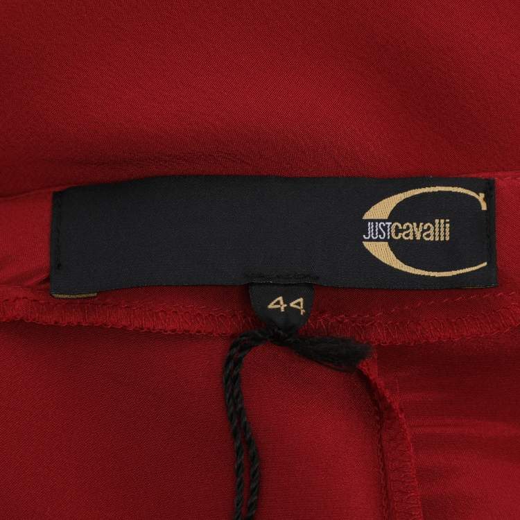 Pre Owned Just Cavalli Burgundy Crepe Maxi Skirt M