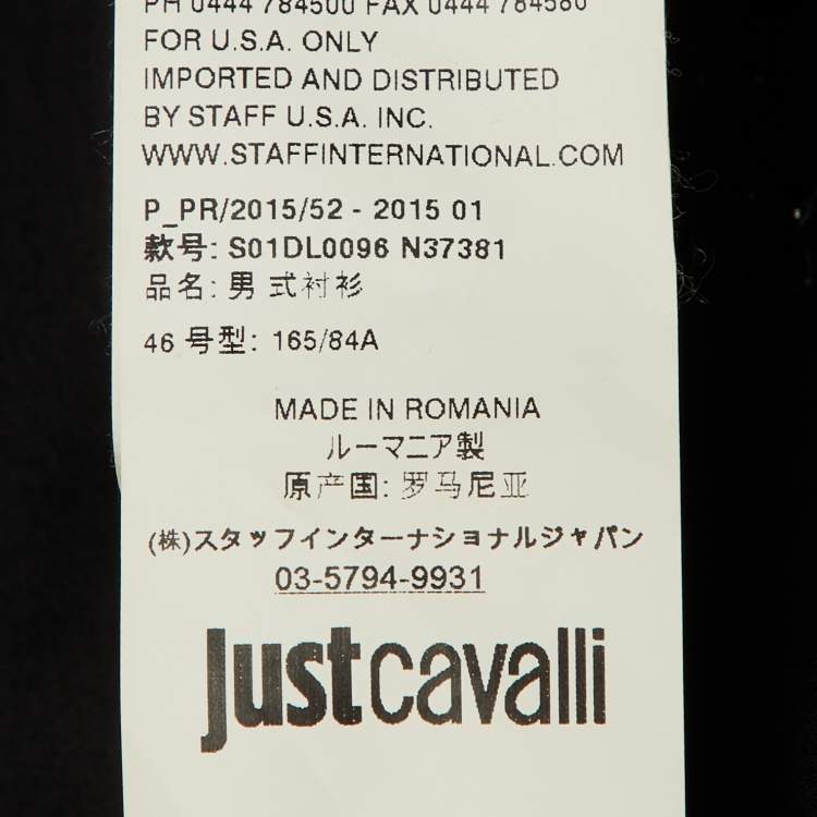 Pre Owned Just Cavalli Black Cotton Embellished Button Front Shirt L
