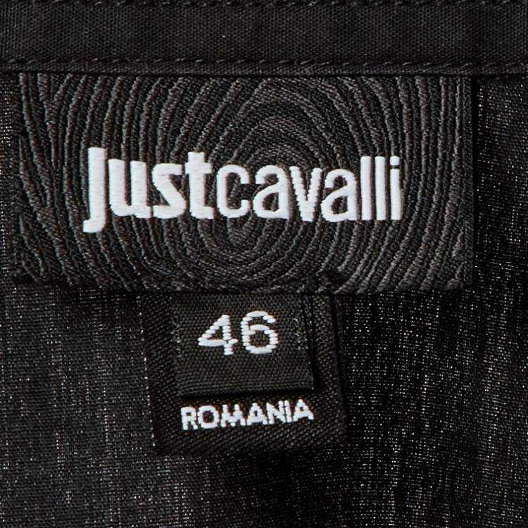 Pre Owned Just Cavalli Black Cotton Embellished Button Front Shirt L