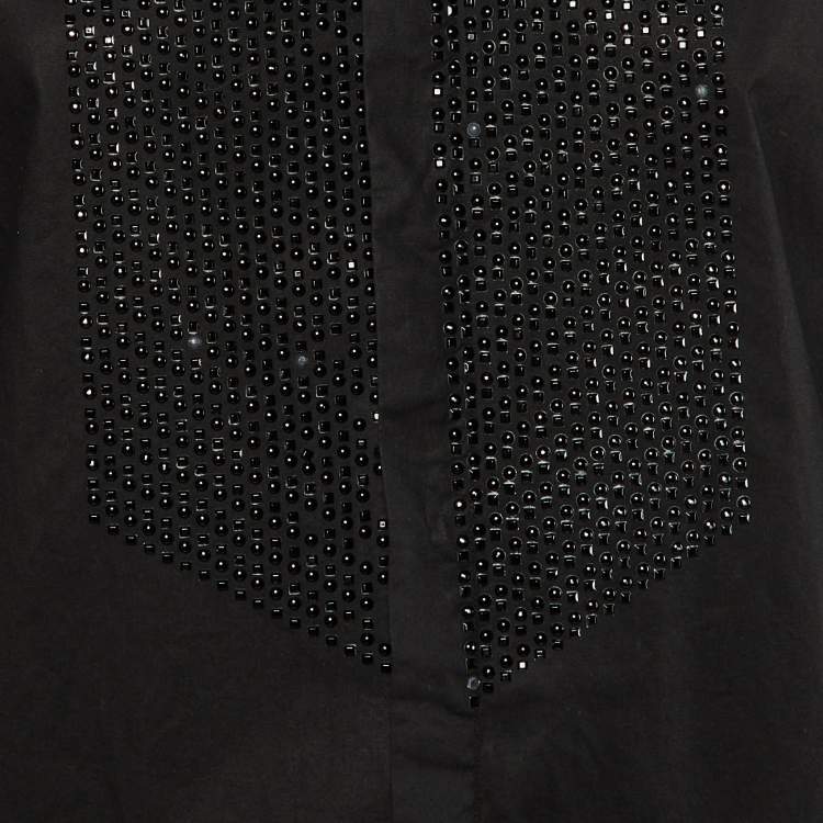 Pre Owned Just Cavalli Black Cotton Embellished Button Front Shirt L