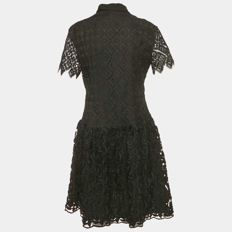 Pre Owned Just Cavalli Black Lace Embroidered Detail Mini Dress M