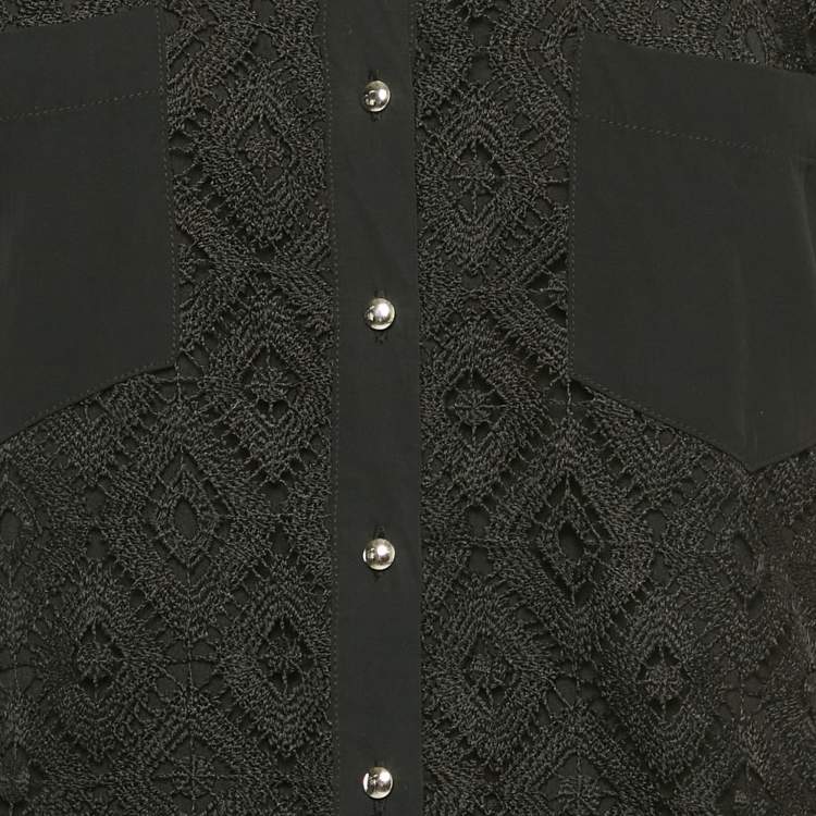 Pre Owned Just Cavalli Black Lace Embroidered Detail Mini Dress M