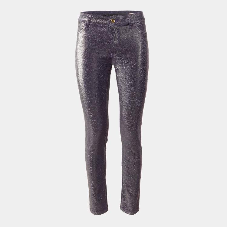 Pre Owned Just Cavalli Purple Metallic Denim Just Chic Jeggings M/Waist 28.5"