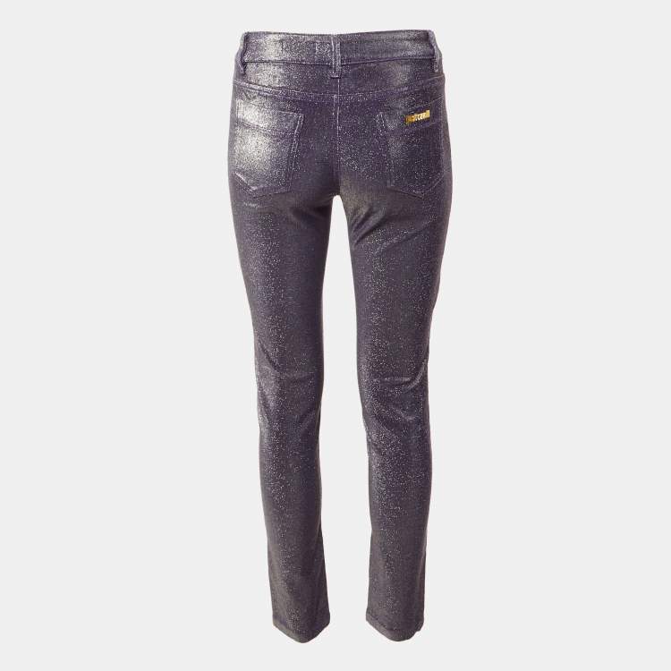 Pre Owned Just Cavalli Purple Metallic Denim Just Chic Jeggings M/Waist 28.5"