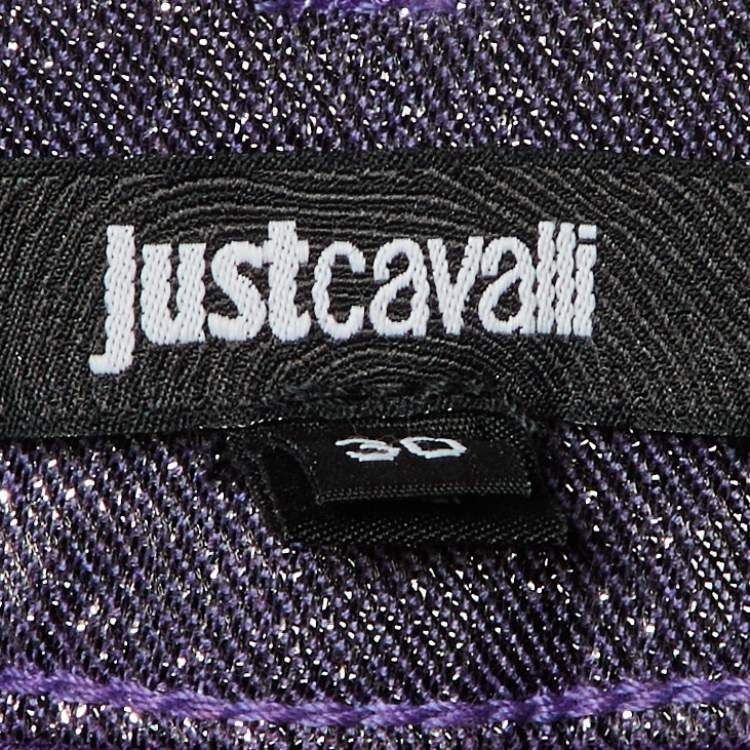 Pre Owned Just Cavalli Purple Metallic Denim Just Chic Jeggings M/Waist 28.5"