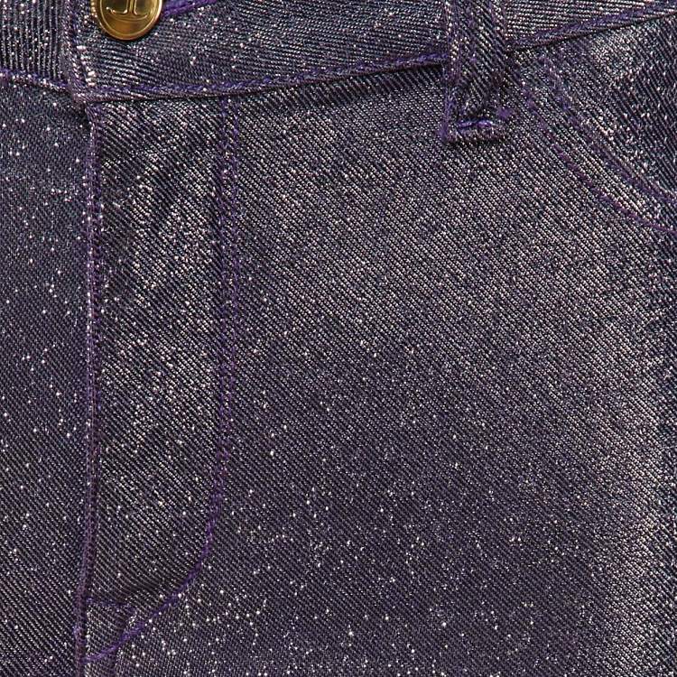 Pre Owned Just Cavalli Purple Metallic Denim Just Chic Jeggings M/Waist 28.5"