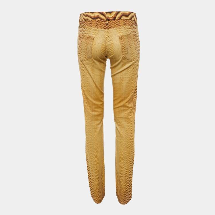 Pre Owned Just Cavalli Beige Animal Print Cotton Slim Fit Jeans M/Waist 31"