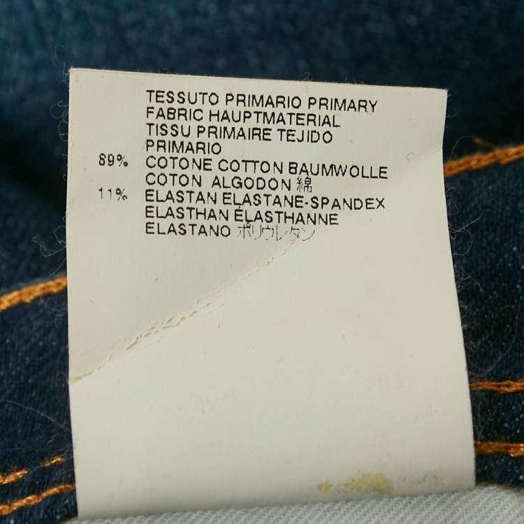 Pre Owned Just Cavalli Blue Embroidered Distressed Denim Jeans L Waist 32"