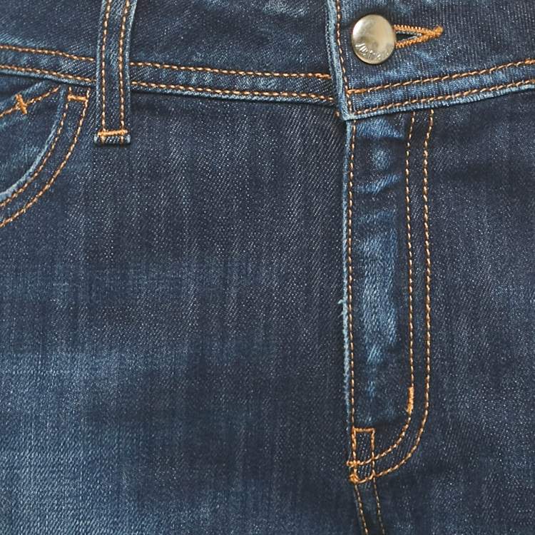 Pre Owned Just Cavalli Blue Embroidered Distressed Denim Jeans L Waist 32"