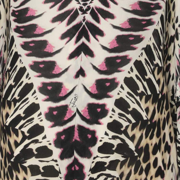 Pre Owned Just Cavalli Multicolor Printed Crepe Long Sleeve Tops S