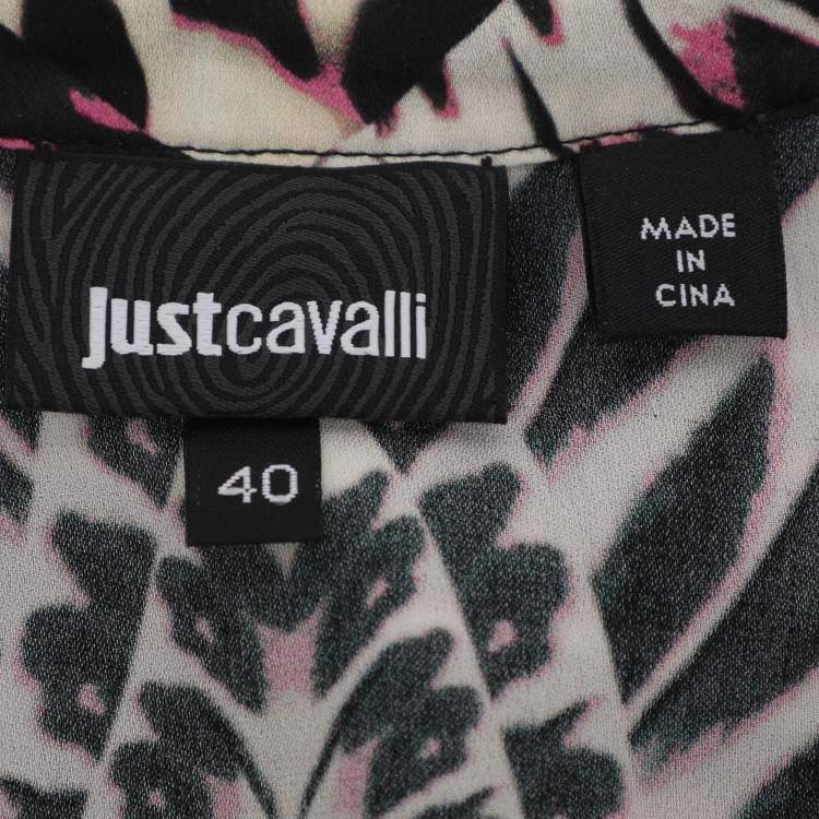 Pre Owned Just Cavalli Multicolor Printed Crepe Long Sleeve Tops S