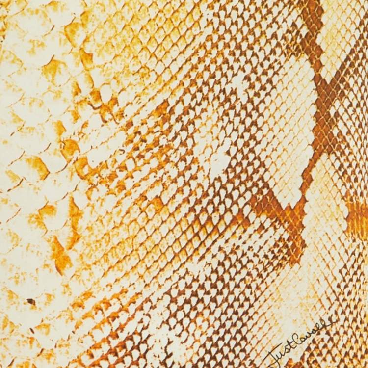 Pre Owned Just Cavalli Yellow Snakeskin Printed Georgette Mini Dress S