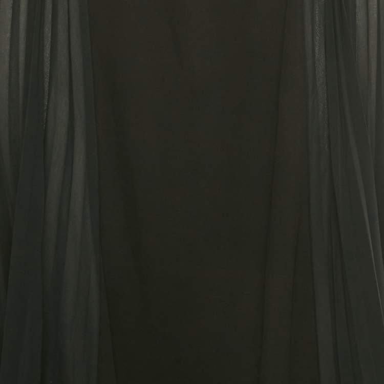 Pre Owned Just Cavalli Black Crepe Plisse Panel Maxi Skirt L