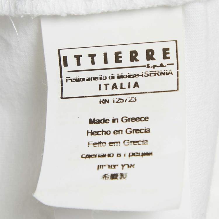 Pre Owned Just Cavalli White Printed Cotton Distressed V-Neck T-Shirt L 