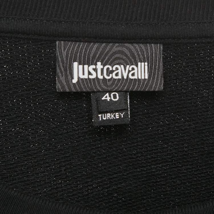 Pre Owned Just Cavalli Black Lion Embossed Cotton Sweatshirt S