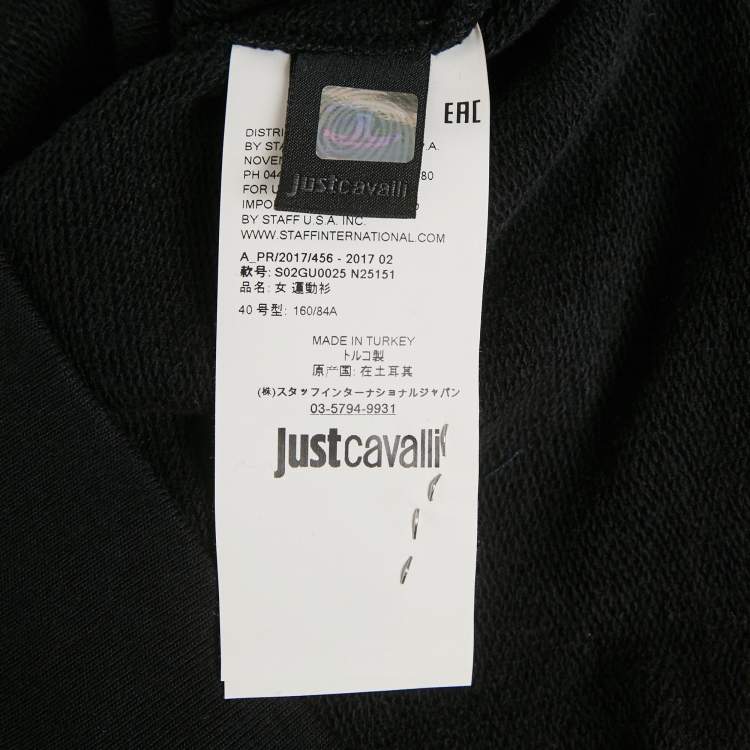 Pre Owned Just Cavalli Black Lion Embossed Cotton Sweatshirt S