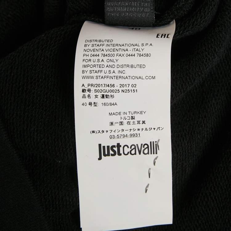Pre Owned Just Cavalli Black Lion Embossed Cotton Sweatshirt S