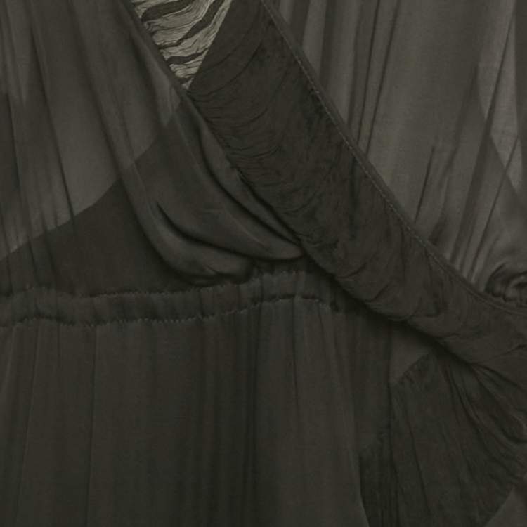 Pre Owned Just Cavalli Black Silk Ruffled Mini Dress L