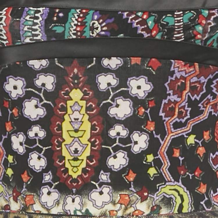 Pre Owned Just Cavalli Multicolor Printed Jersey & Silk Top & Skirt Set S/M