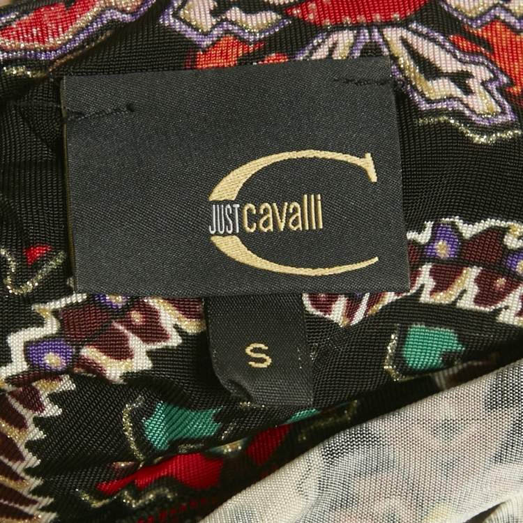 Pre Owned Just Cavalli Multicolor Printed Jersey & Silk Top & Skirt Set S/M