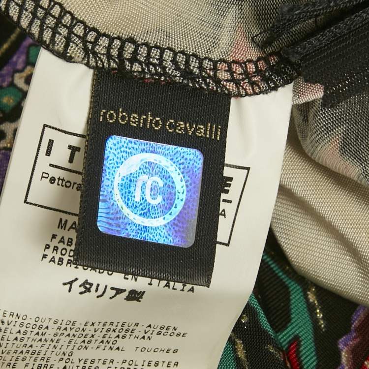 Pre Owned Just Cavalli Multicolor Printed Jersey & Silk Top & Skirt Set S/M