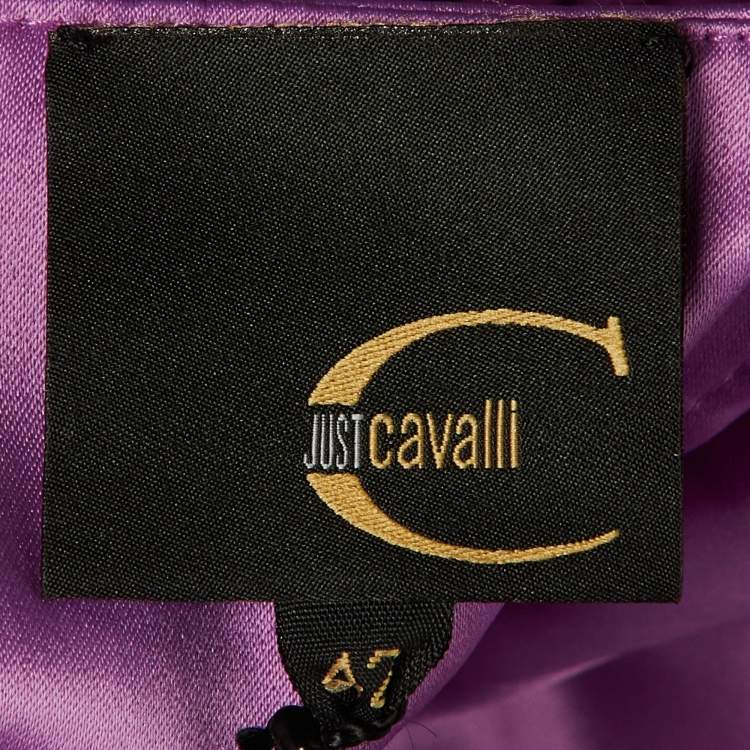 Pre Owned Just Cavalli Purple Satin Detachable Drape Corset Top M