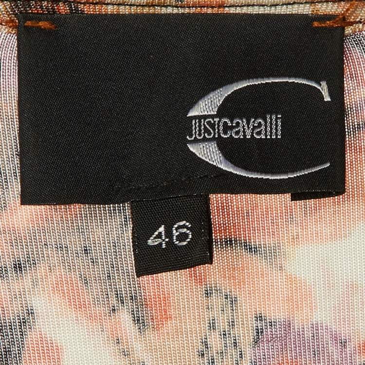 Pre Owned Just Cavalli Multicolor Floral Print Jersey Wrap Around Mini Dress L