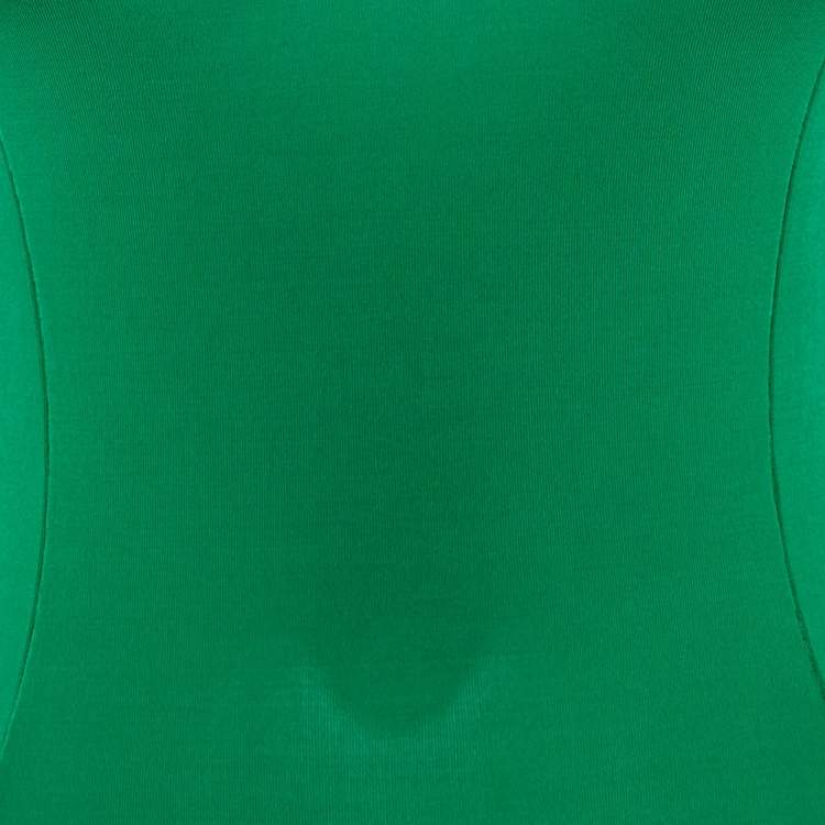 Pre Owned Just Cavalli Green Printed Jersey Off Shoulder Mini Dress S