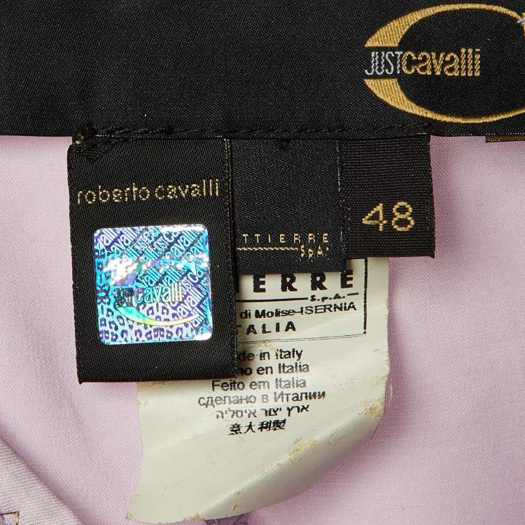 Pre Owned Just Cavalli Lavender Satin Asymmetric Hem Maxi Skirt L