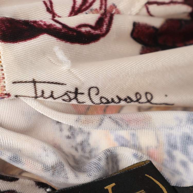 Pre Owned Just Cavalli Beige Printed Jersey Long Sleeve Tops L