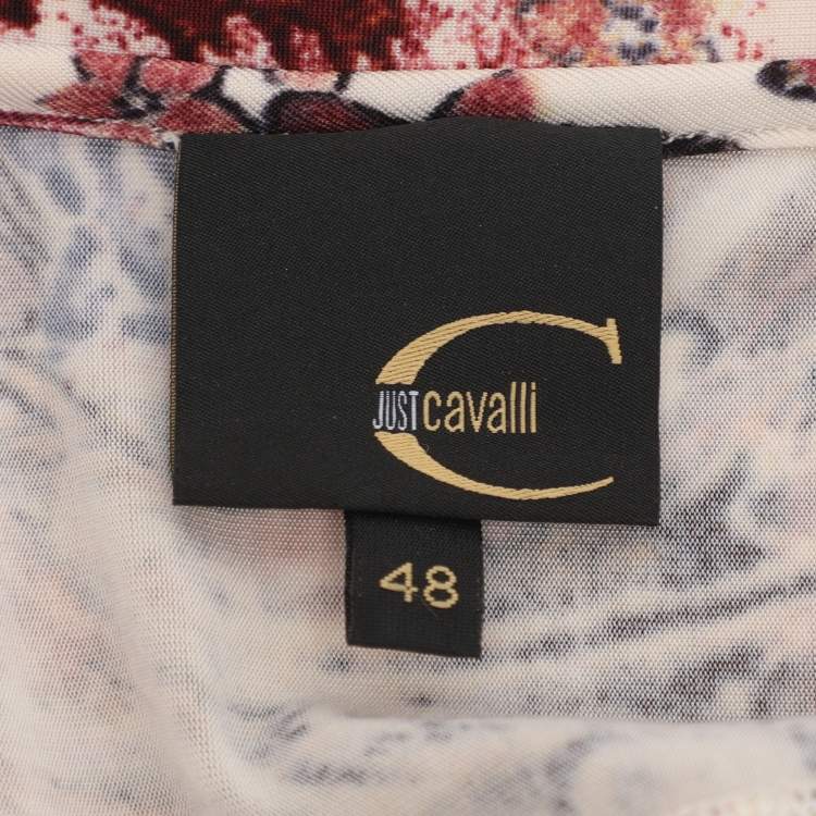 Pre Owned Just Cavalli Beige Printed Jersey Long Sleeve Tops L