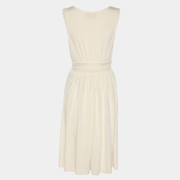 Pre Owned Just Cavalli Cream Stretch Knit Mini Dress S