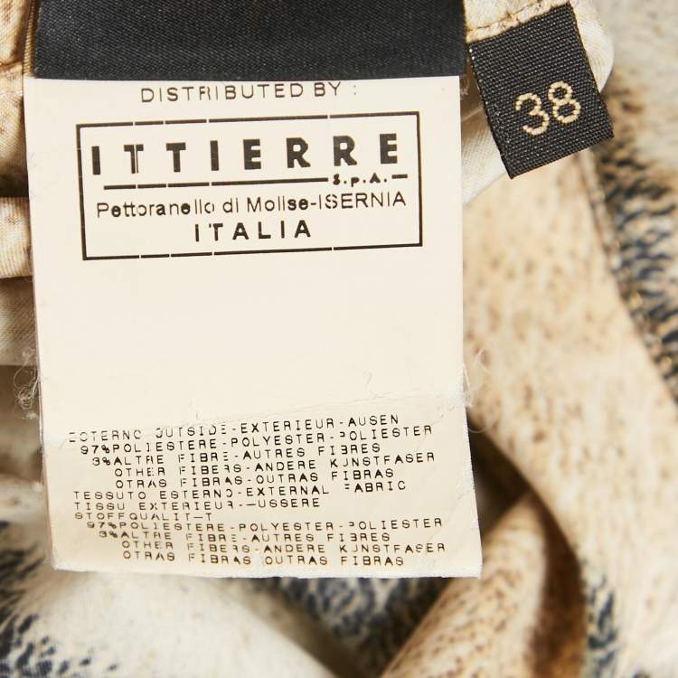 Pre Owned Just Cavalli Brown /Black Animal Print Satin Tie Up Sleeves S