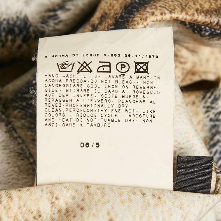 Pre Owned Just Cavalli Brown /Black Animal Print Satin Tie Up Sleeves S