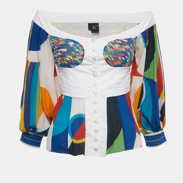 Pre Owned Just Cavalli Multicolor Printed Silk Top M