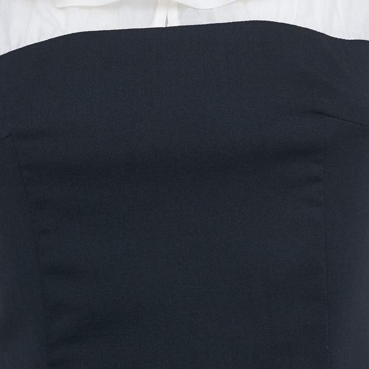 Pre Owned Just Cavalli Black/White Wool Ruffle Neck Mini Dress S