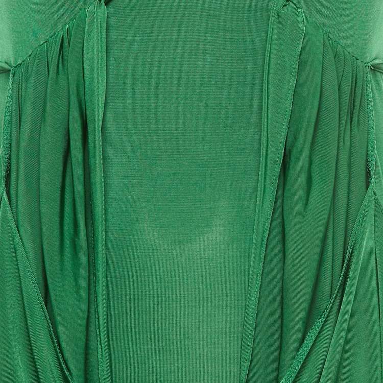 Pre Owned Just Cavalli Green Jersey Layered Blouse XS