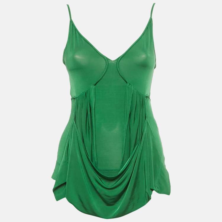 Pre Owned Just Cavalli Green Jersey Layered Blouse XS
