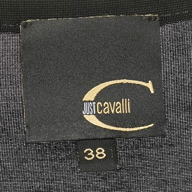 Pre Owned Just Cavalli Black Draped Jersey Short Sleeve Top S