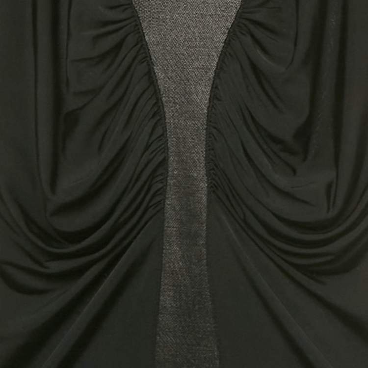 Pre Owned Just Cavalli Black Draped Jersey Short Sleeve Top S